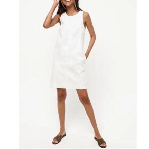 J. Crew Factory NWT White Denim Jumper Dress Shift Silhouette Sleeveless NEW - Picture 1 of 9